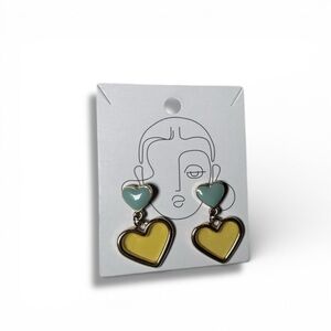 Gold-tone double heart drop earrings